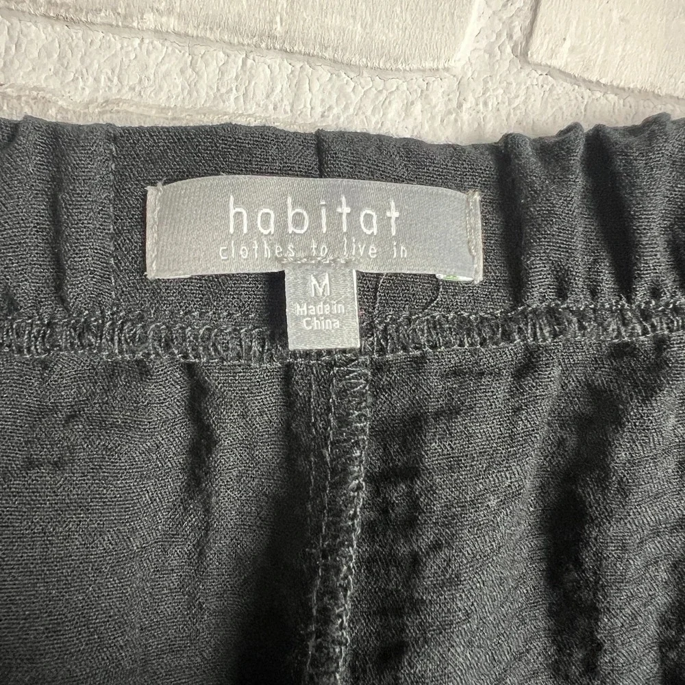 Habitat Ruched Ankle Pants Women Medium Black Solid Travel Stretch Office Career